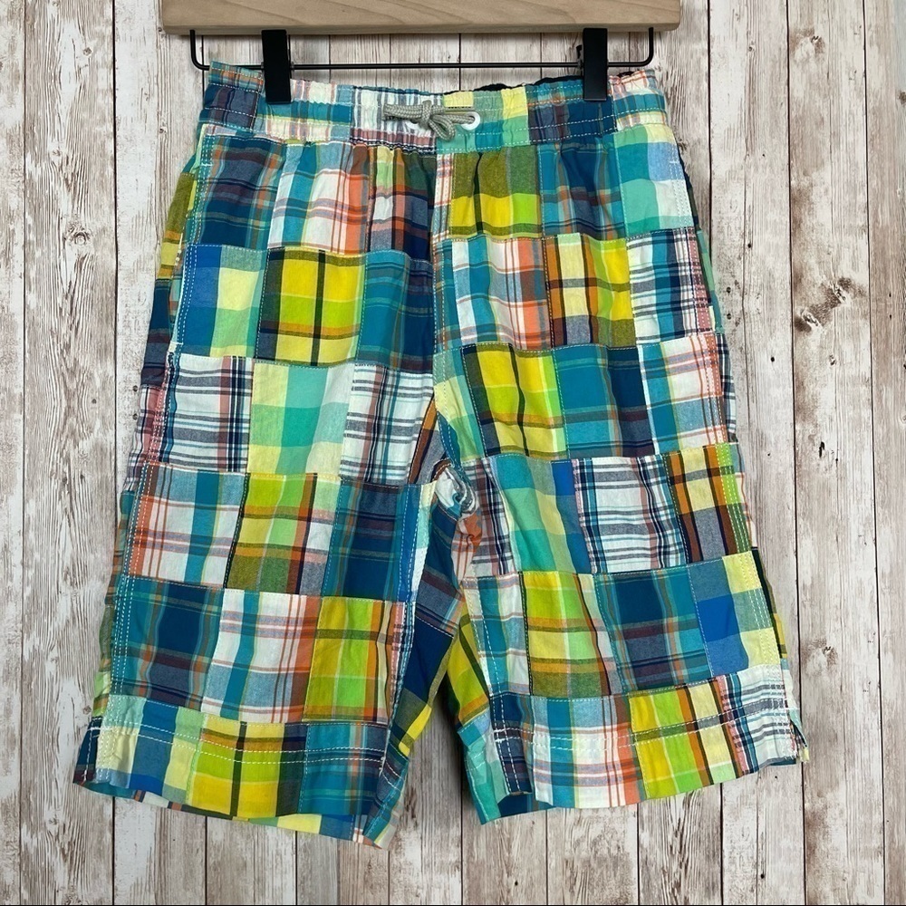 GAP Kids Plaid Pull-On Swim Trunks Size Large Boys